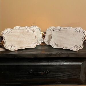 NWT Scroll Cream Wooden Plaques for Writing. Used for standing or hanging (4)